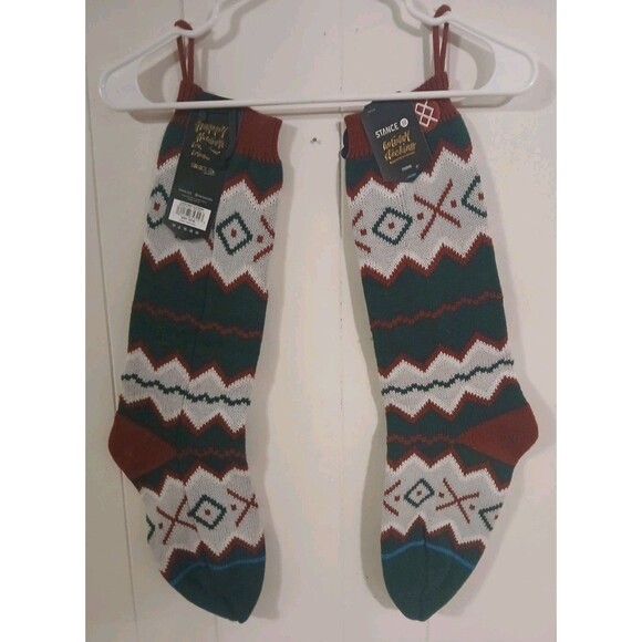 2 Stance Knit  Christmas Holiday Stockings Country Rustic Western Stripe New - Picture 2 of 4